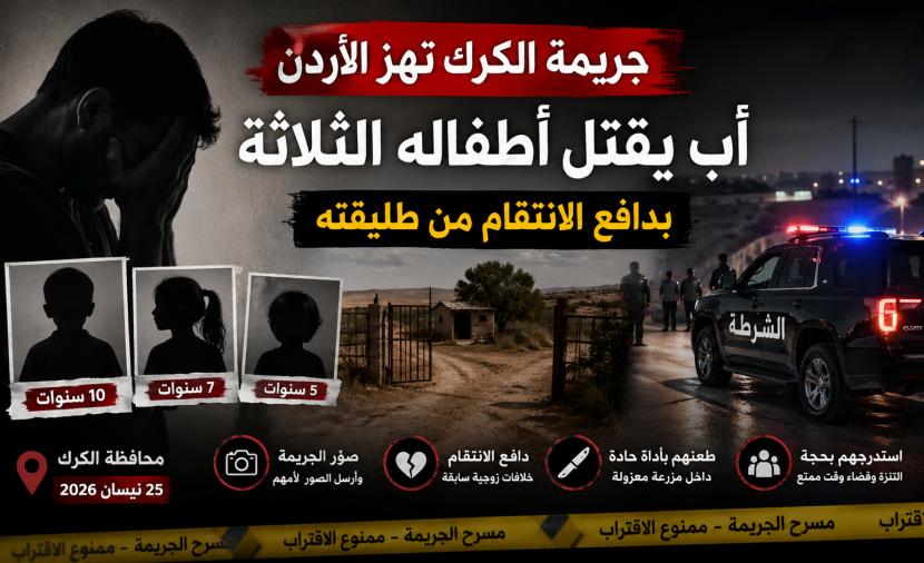 جريمة الكرك في الأردن: أب يقتل أطفاله الثلاثة | تفاصيل صادمة كاملة