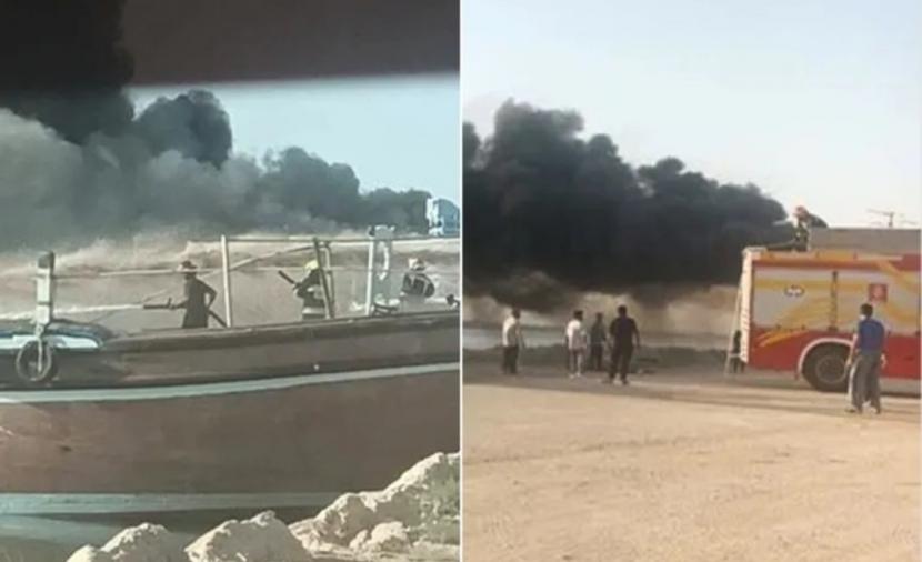 وكالة "مهر": اندلاع حريق في سفن تجارية بميناء دير الإيراني